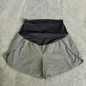 Maternity Gray Black Stretch Elastic Waistband Comfort Shorts Women’s Size M